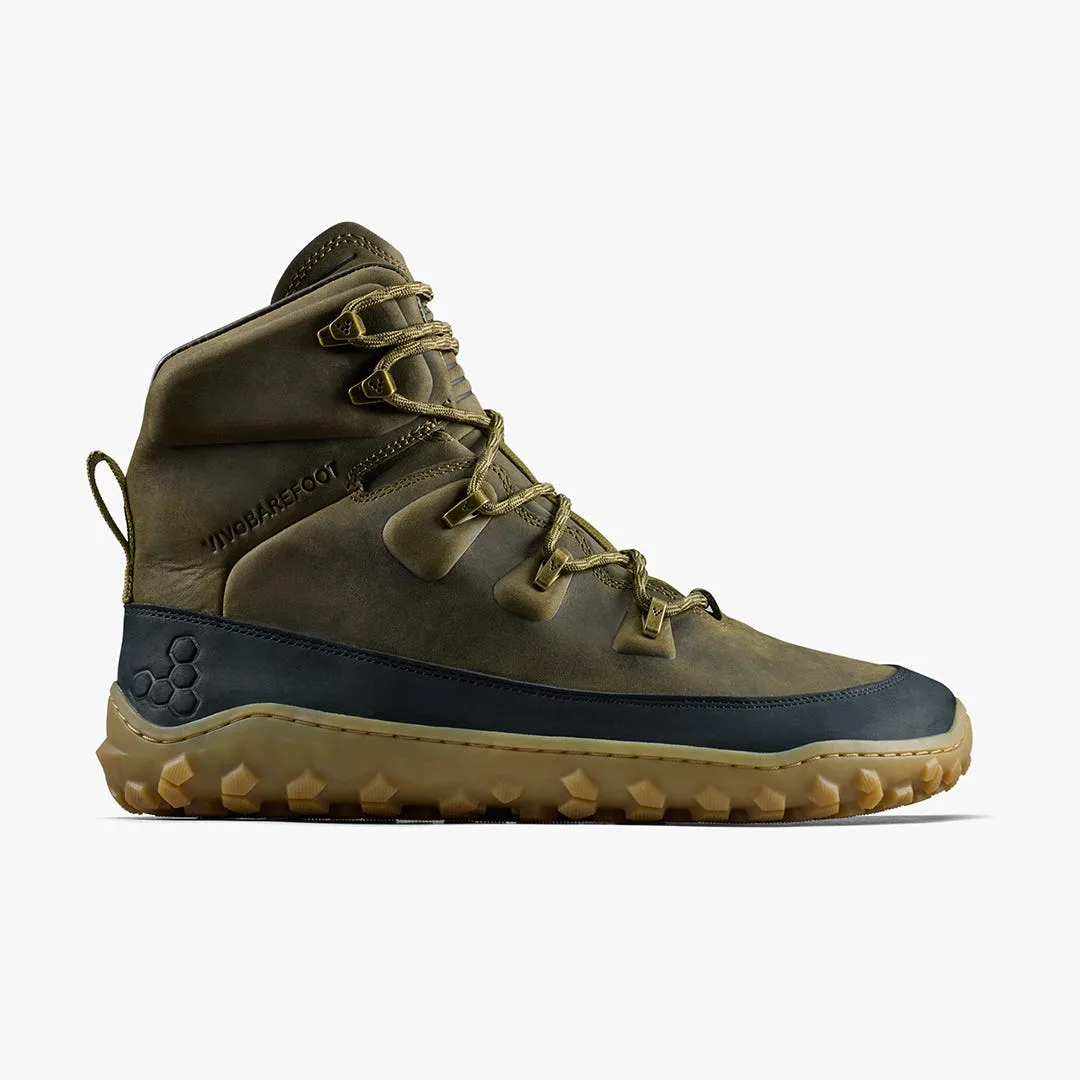 Ботинки Vivobarefoot Tracker Leather AT II — мужская модель, тёмно-оливковый